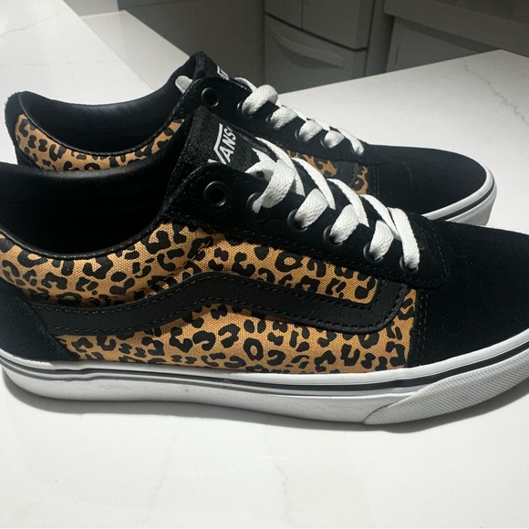 Vans Black and Leopard Pattern Sneakers - Picture 2 of 7